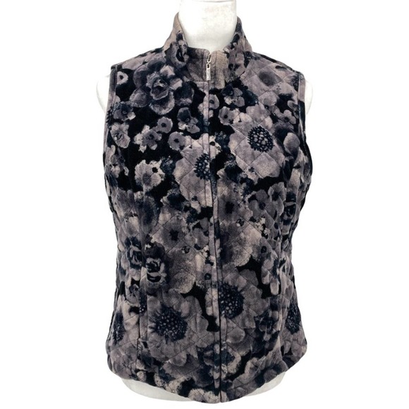 Relaxed by Charter Club Floral Full-Zip Mock Neck Quilted Vest - Picture 1 of 11